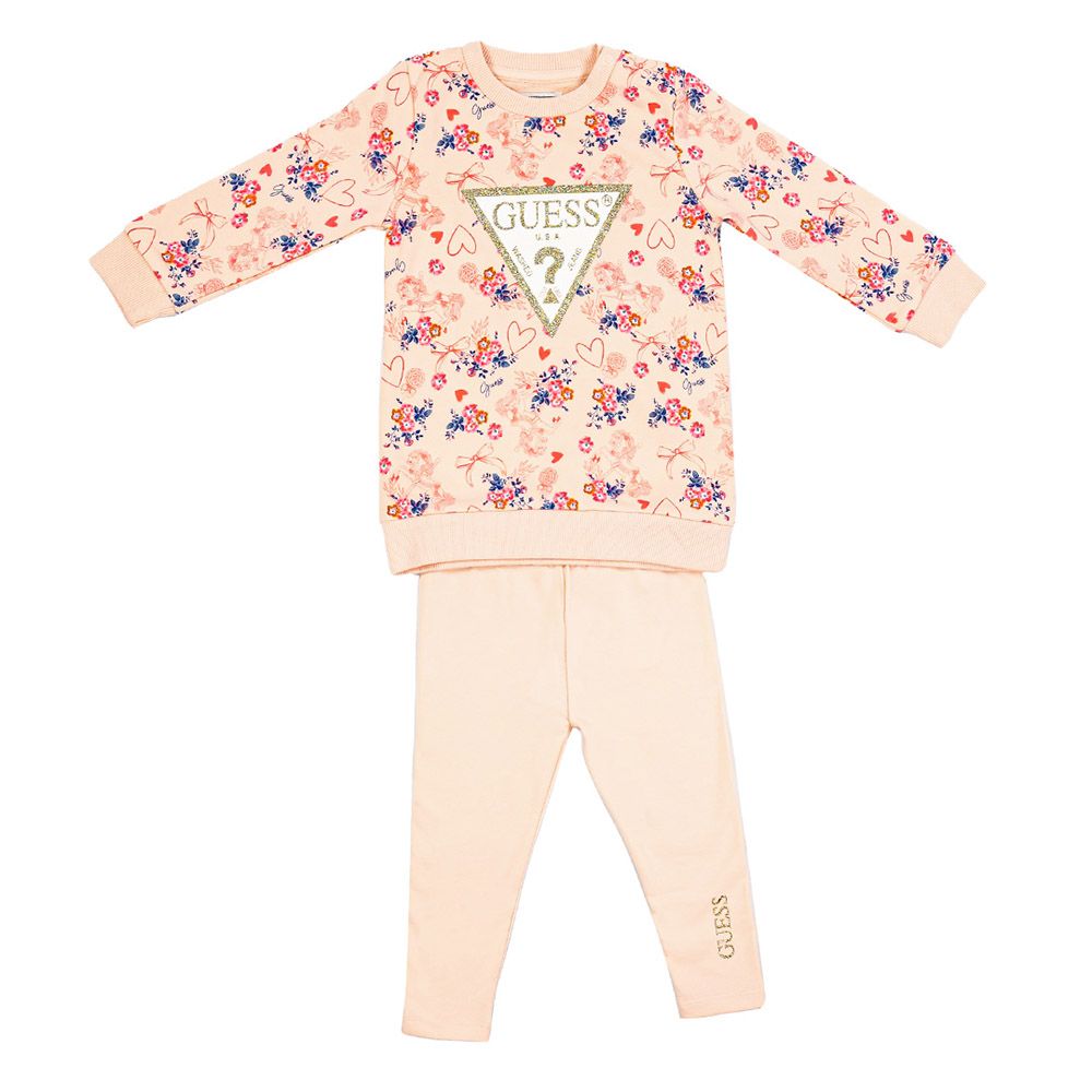 Guess - 2pc-Set - Long Sleeve Sweatshirt & Leggings - Pink