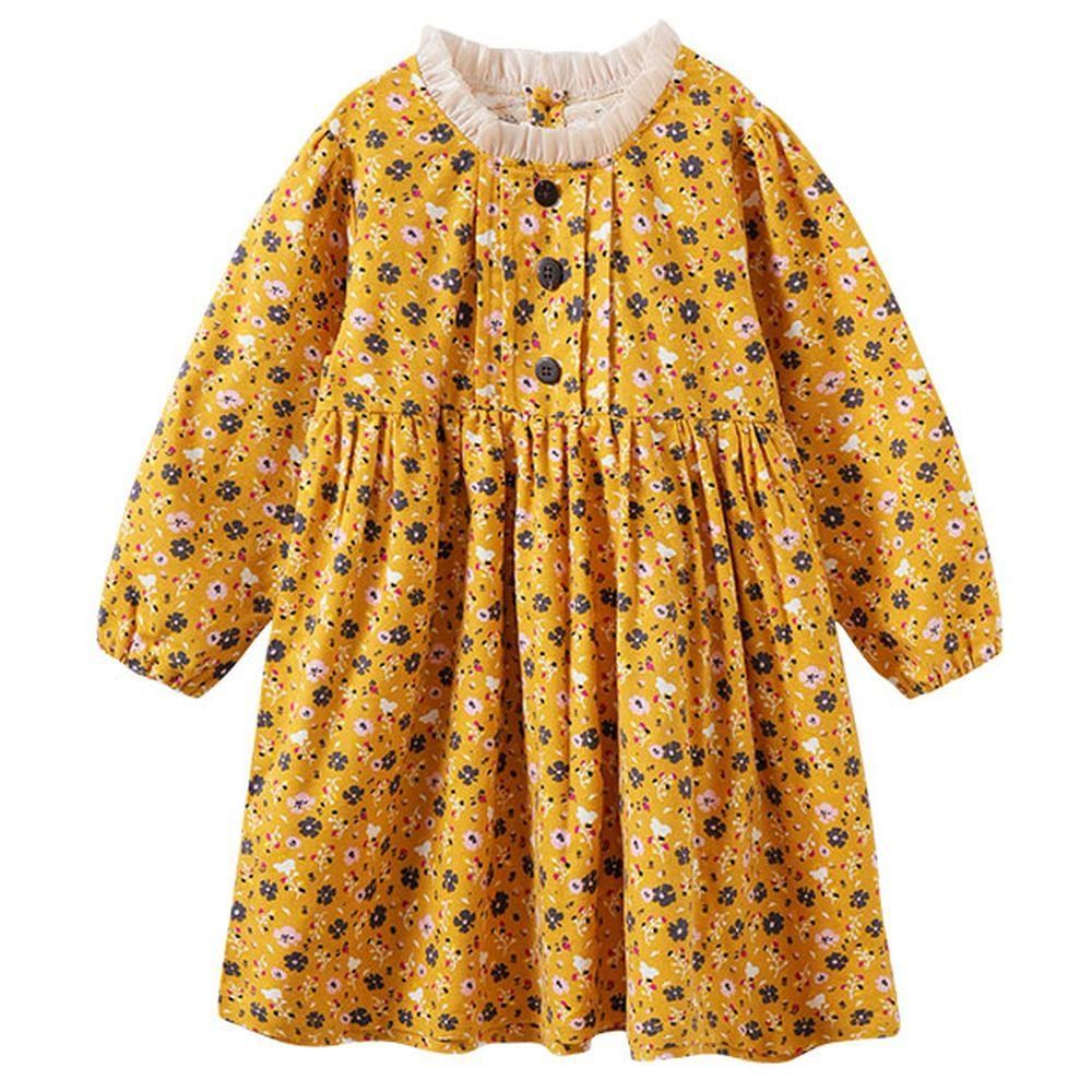 Sugar Rush - Girls Floral Round Neck Dress - Yellow