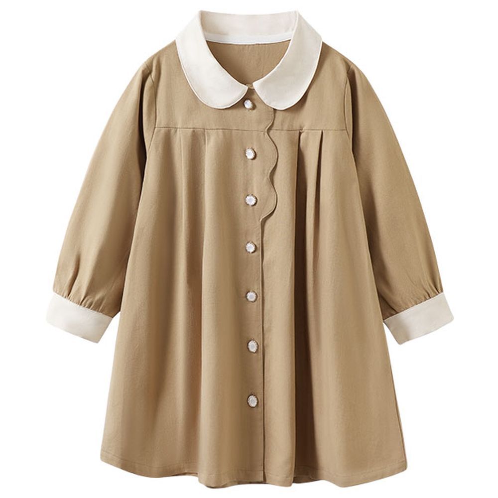 Sugar Rush - Solid Regular Full Sleeves Casual Dress - Khaki