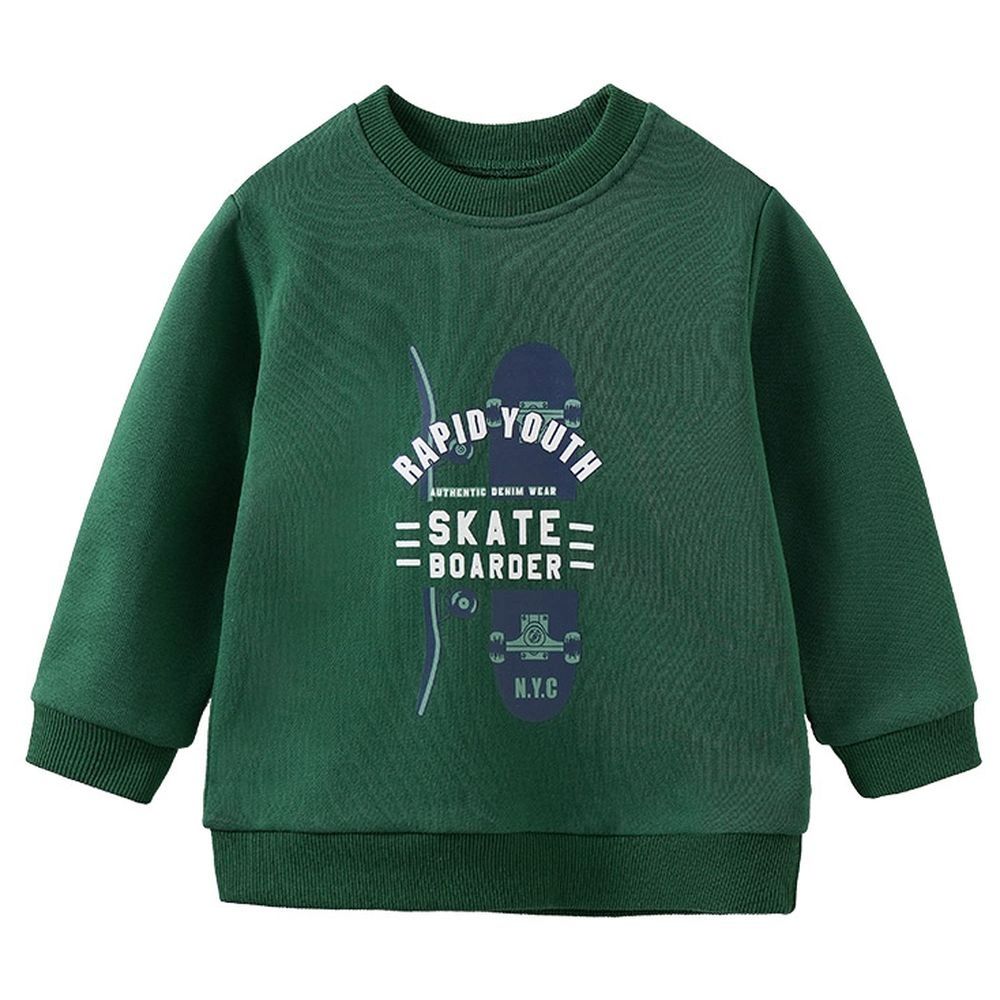 Sugar Rush - Printed Round Neck Full Sleeves Sweatshirt - Green