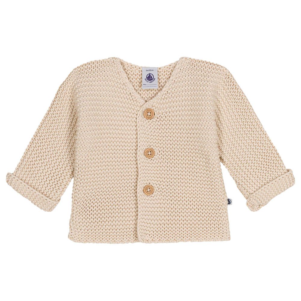 Petit Bateau - Babies Moss Stitch Knit Cardigan - Beige