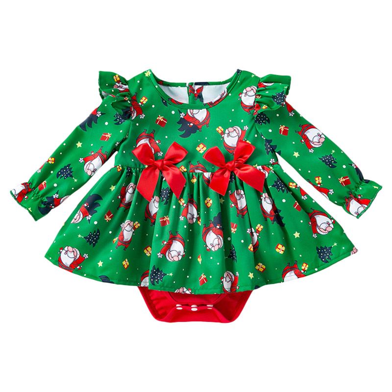 Sugar Rush - Santa Printed Christmas Romper - Green