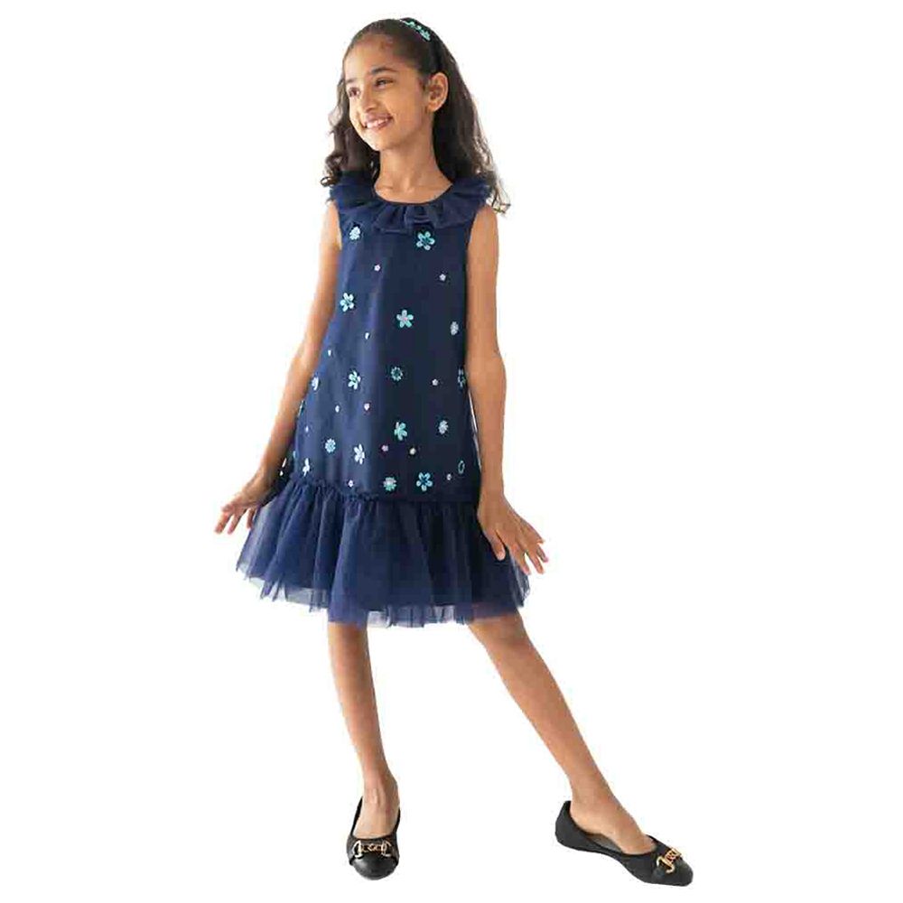 A Little Fable - Dainty Garden Dress - Navy Blue