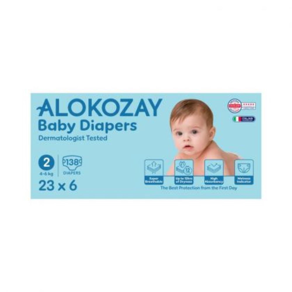 Alokozay - Premium Baby Diapers 4-6kg Size 2 - 23pcs - Pack of 6