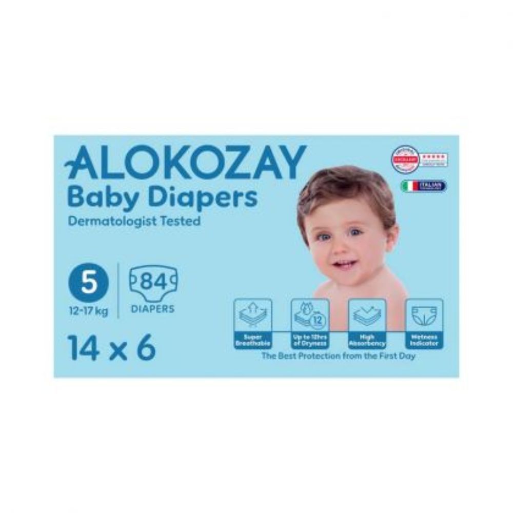 Alokozay - Premium Baby Diapers 12-17kg Size 5 - 14pcs - Pack of 6