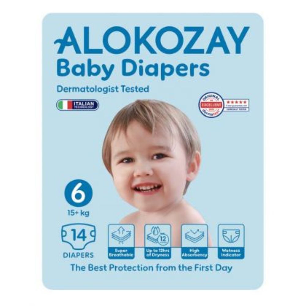 Alokozay - Premium Baby Diapers 15+kg Size 6 - 14pcs