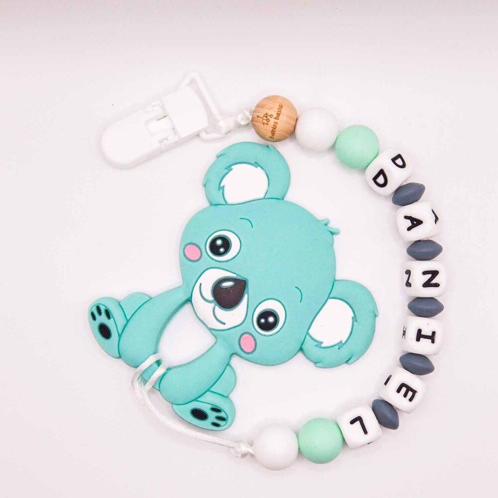 Babies Basic - Customized Bear Pacifier Clip - Light Blue