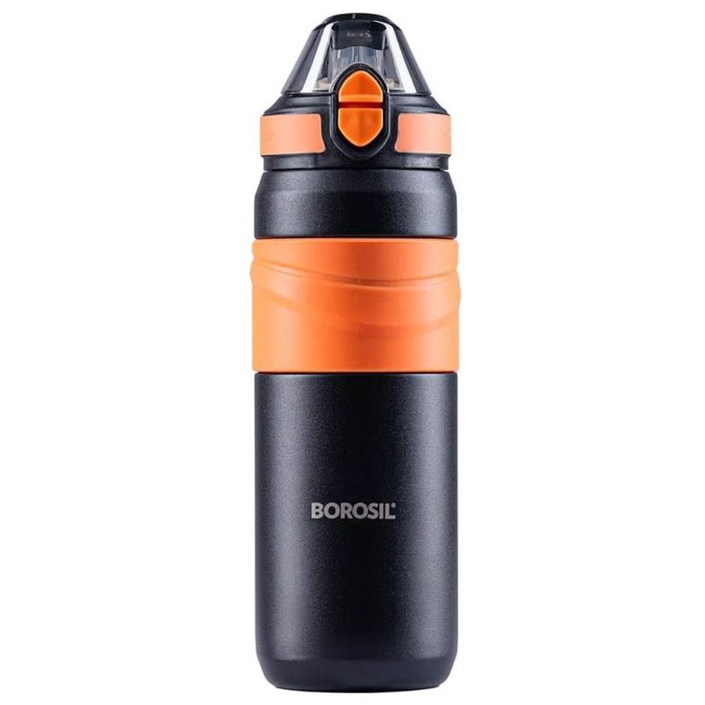 Borosil - Adventure Sipper Water Bottle - Black/Orange - 560 ml