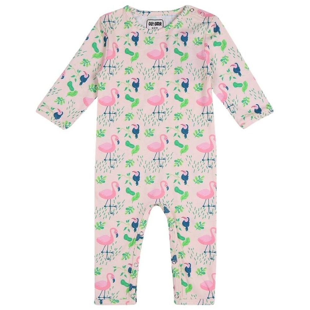 Ola Otter - Printed Sleepsuit - Flamingo Forest