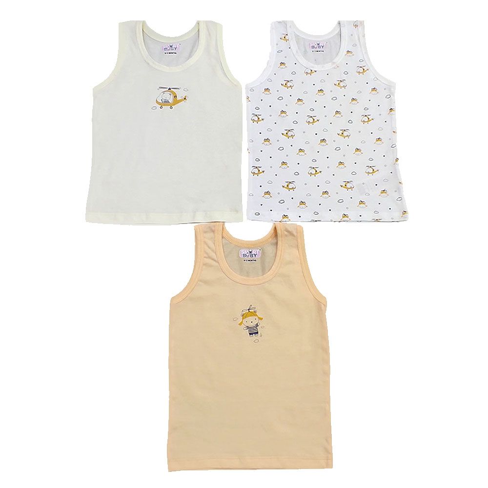 Smart Baby - 3pc-Set - Baby Boy Printed Sleeveless Vest