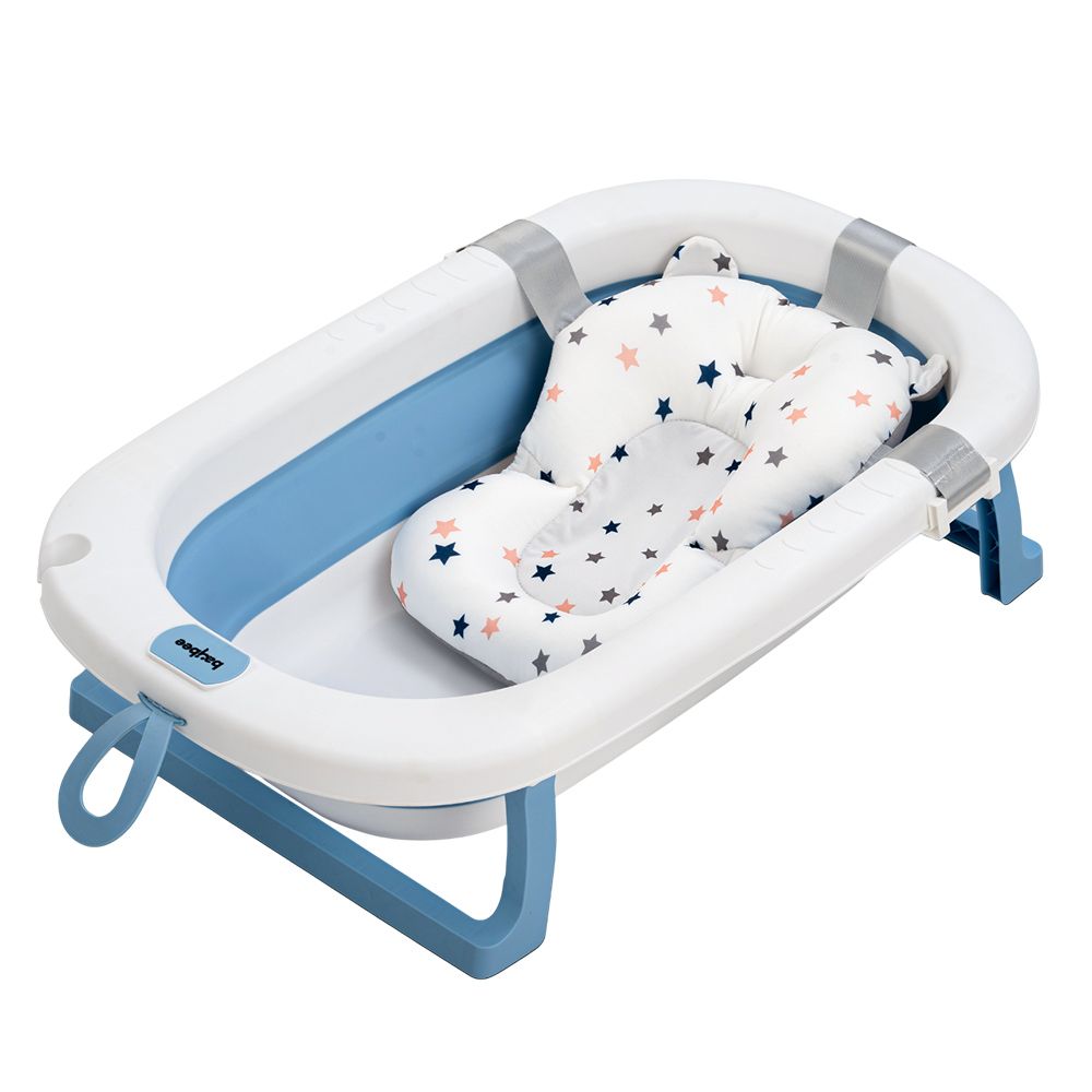 Baybee - Foldable Baby Bath Tub w/ Cushion Seat - Blue