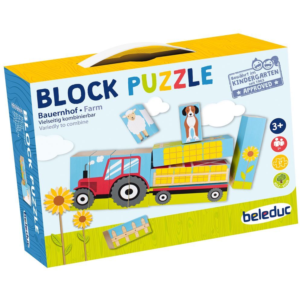 Beleduc - Wooden Block Puzzle - Farm