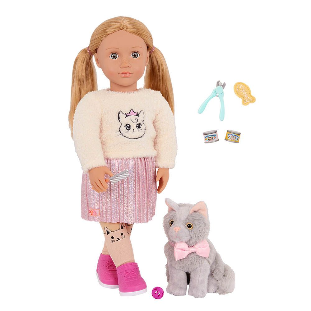 Our Generation - Sheela And Sammy Doll With Pet Kitten Playset - 18 Inch