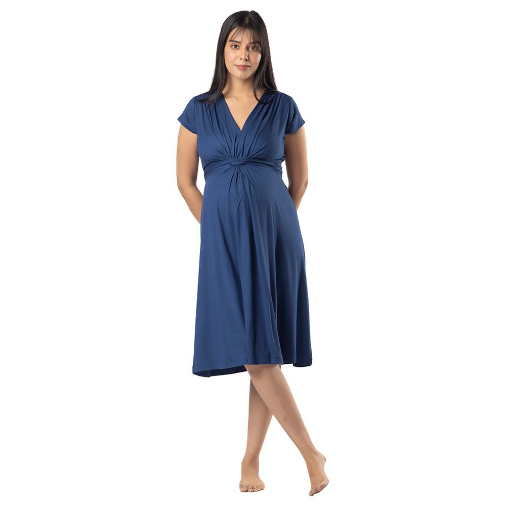 Block Hop - Maternity Everyday Dress - Blue