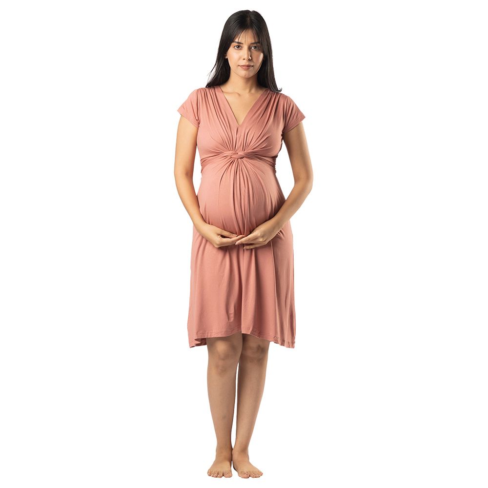 Block Hop - Maternity Everyday Dress - Old Rose