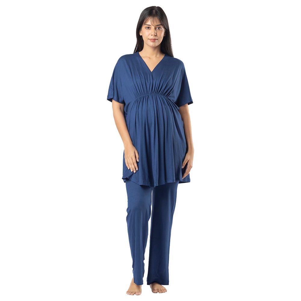 Block Hop - Maternity Kaftan Top - Blue