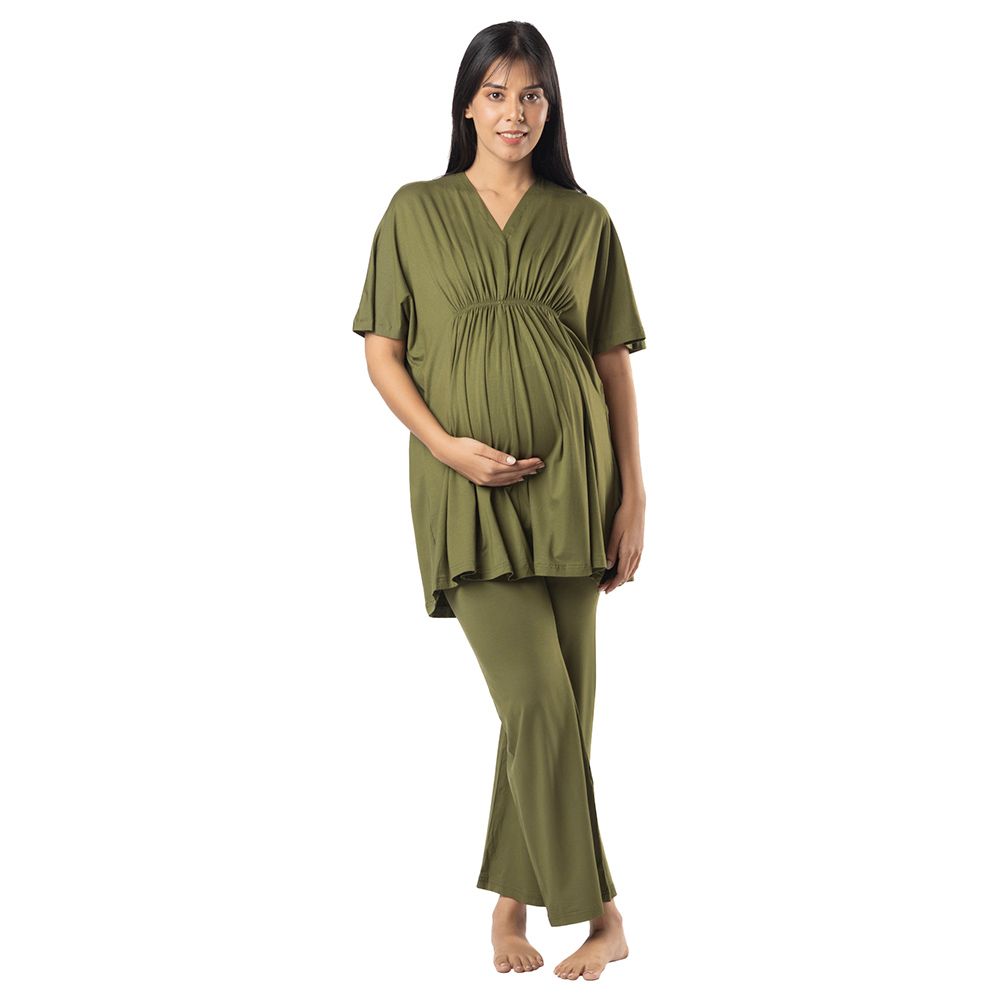 Block Hop - Maternity Kaftan Top - Olive