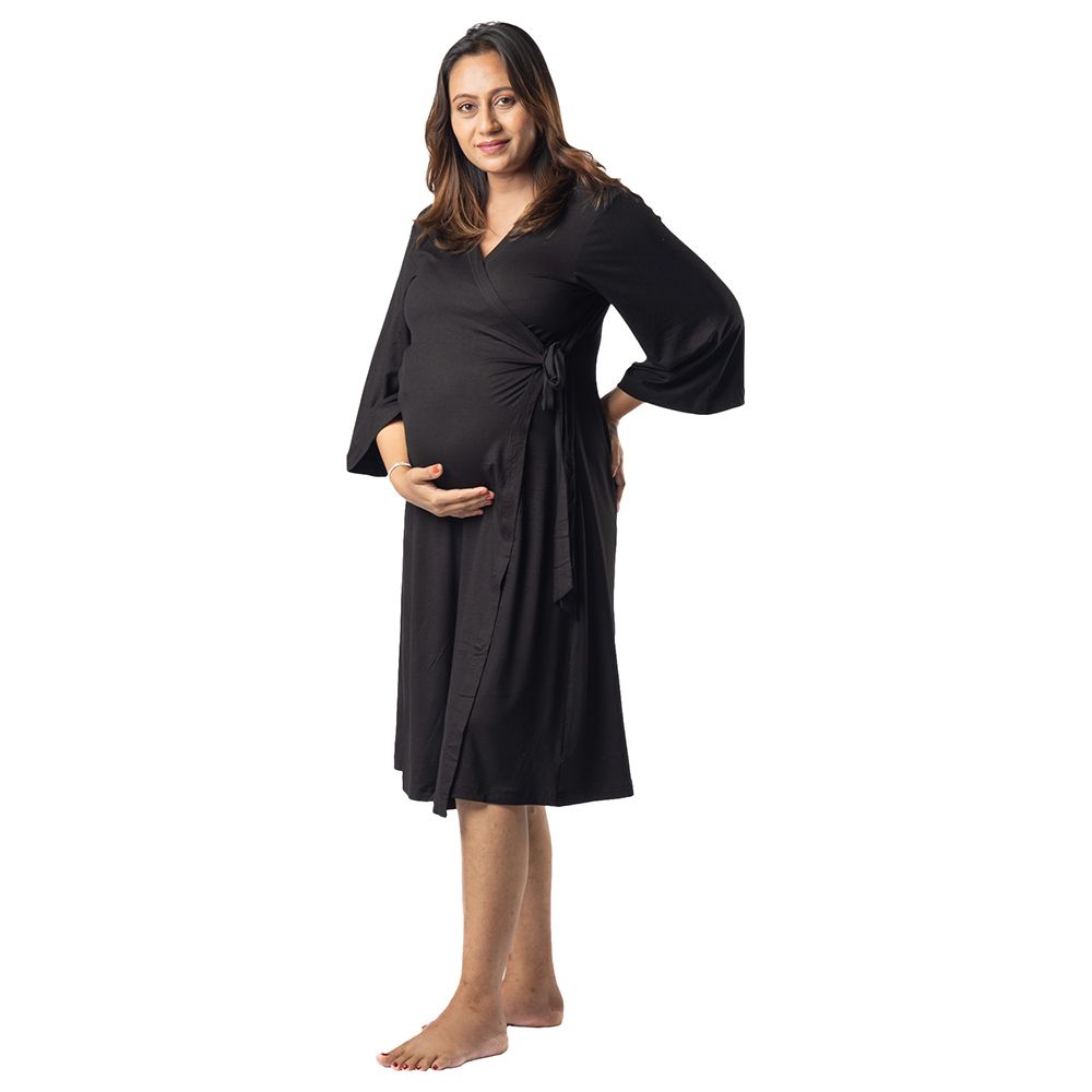 Block Hop - Maternity Wrap Gown - Black