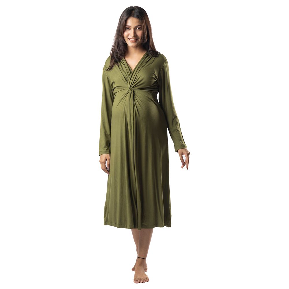 Block Hop - Knotted Dress - Olive