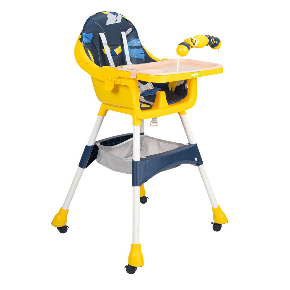 Baybee - Auro Convertible Baby High Chair - Blue/Yellow