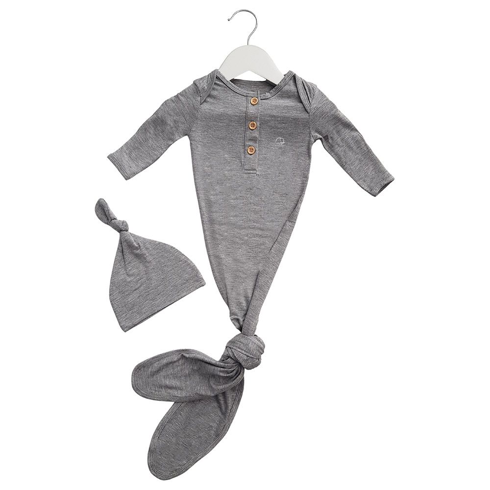 Anvi Baby - Knotted Gown & Beanie Set - Marengo