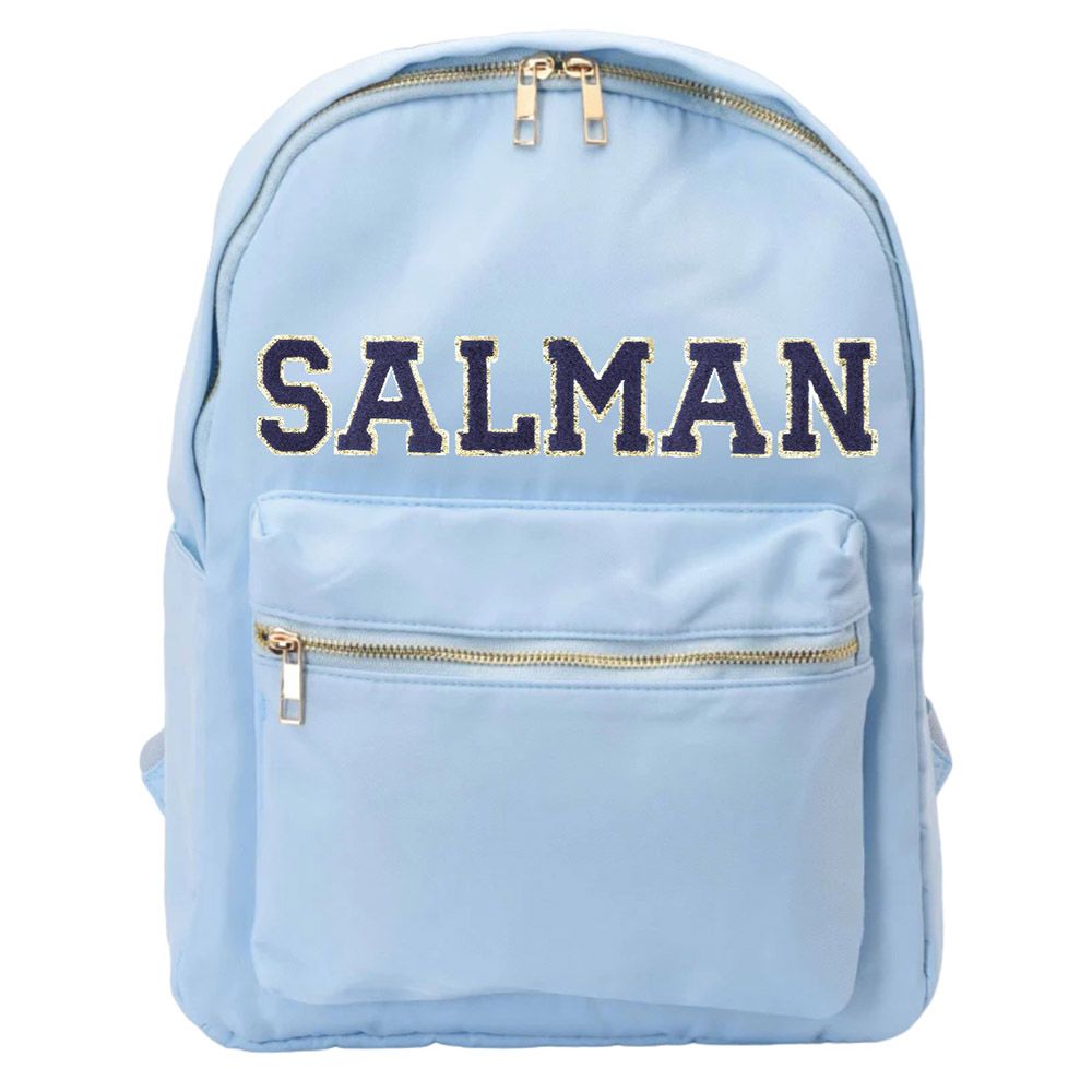 TheHappyTribe - Personalised Backpack - Baby Blue - 14.5-inch