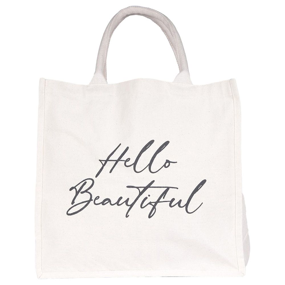 BYFT - Laminated Natural Canvas Bag - Hello Beautiful