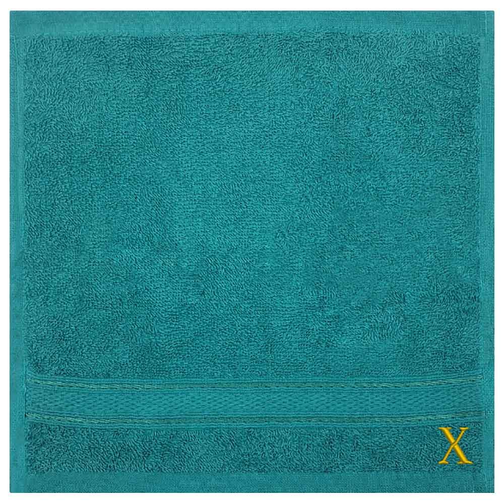 Byft - Letter x Monogrammed Face Towel - 30 x 30 cm - 6pcs - Turquoise Blue