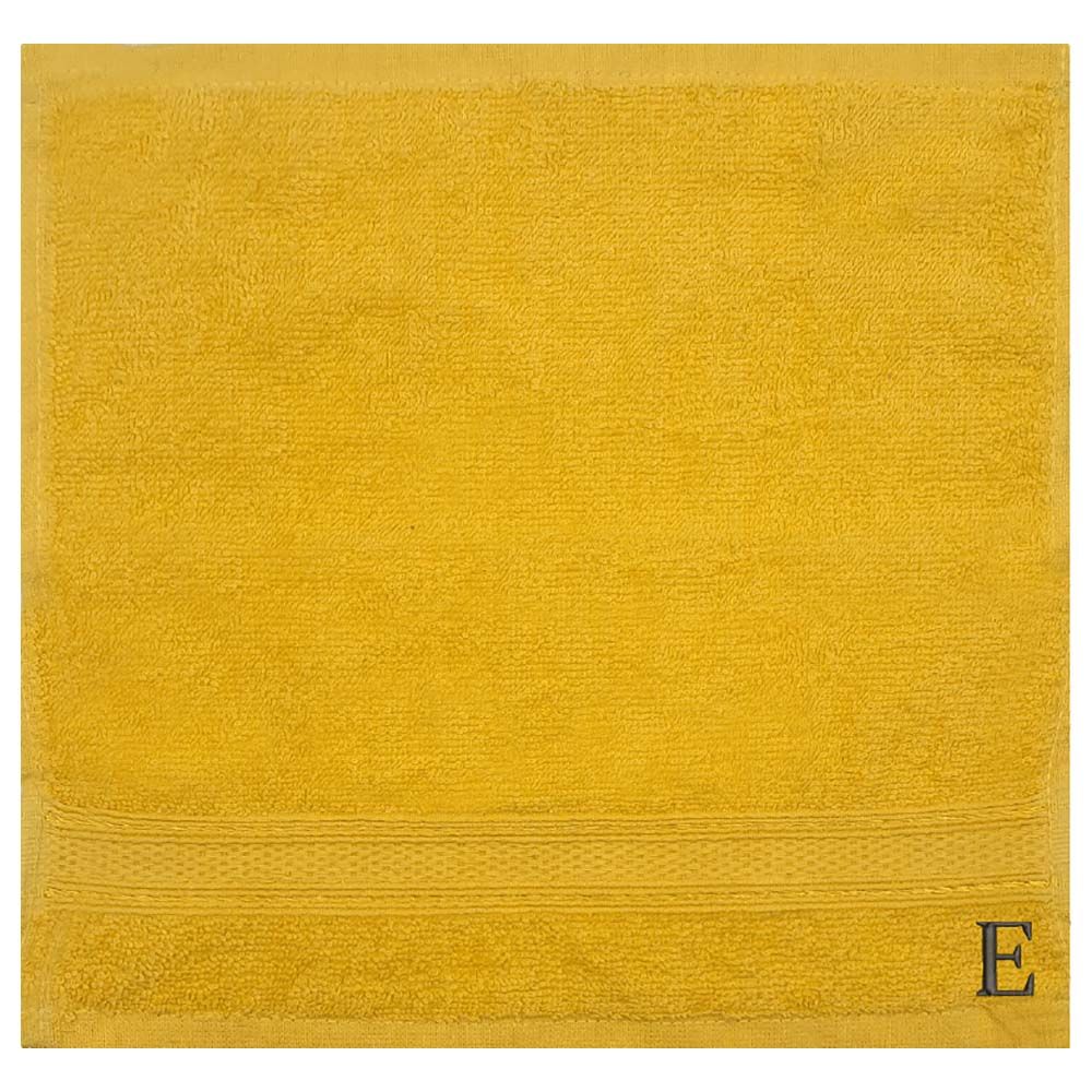 Byft - Letter E Monogrammed Face Towel - 30 x 30 cm - 6pcs – Yellow