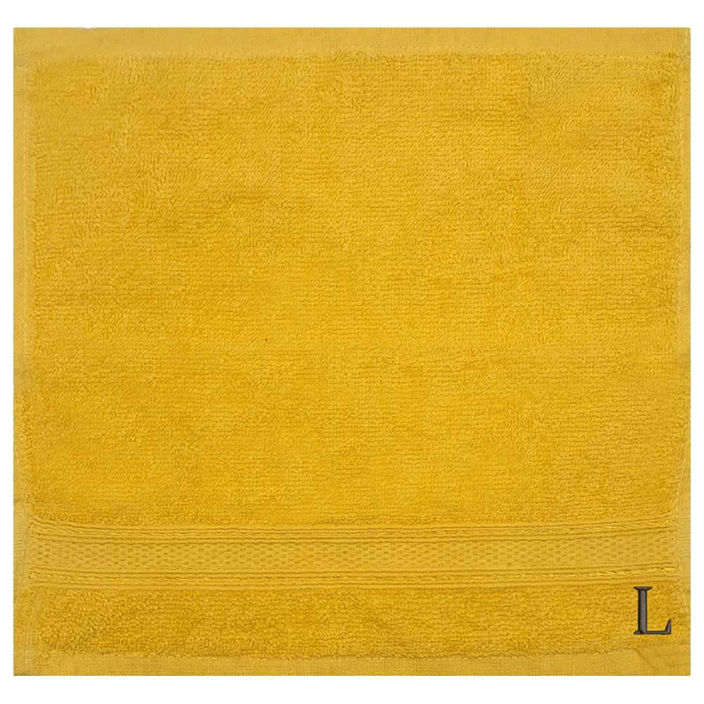 Byft - Letter L Monogrammed Face Towel - 30 x 30 cm - 6pcs – Yellow