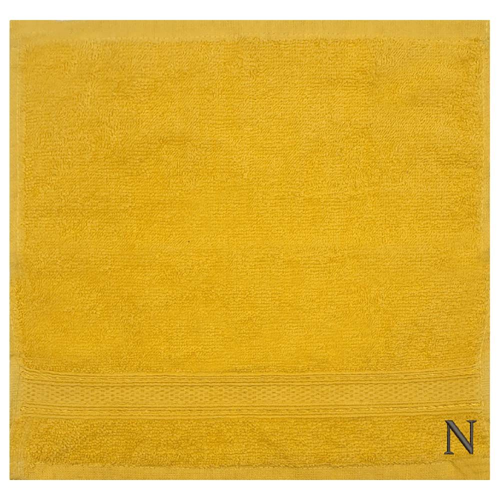 Byft - Letter N Monogrammed Face Towel - 30 x 30 cm - 6pcs – Yellow