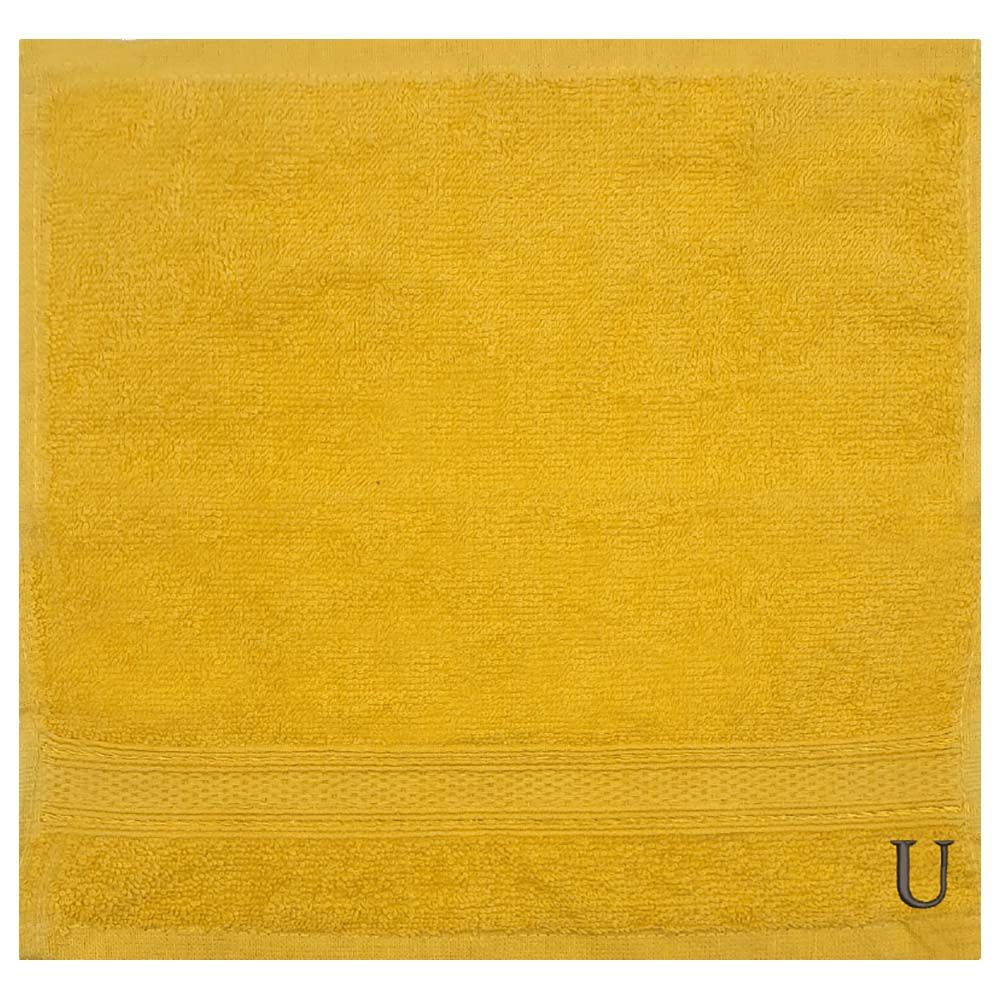 Byft - Letter U Monogrammed Face Towel - 30 x 30 cm - 6pcs – Yellow