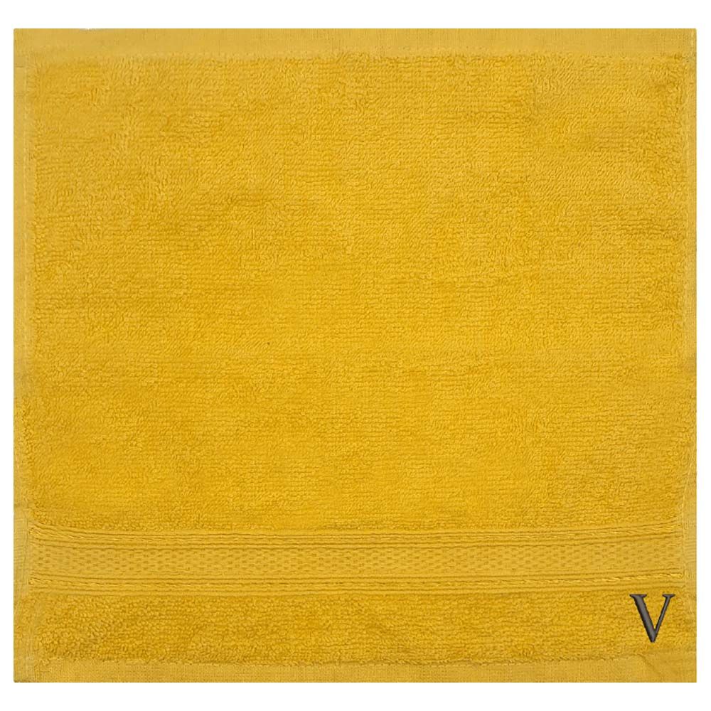 Byft - Letter V Monogrammed Face Towel - 30 x 30 cm - 6pcs – Yellow