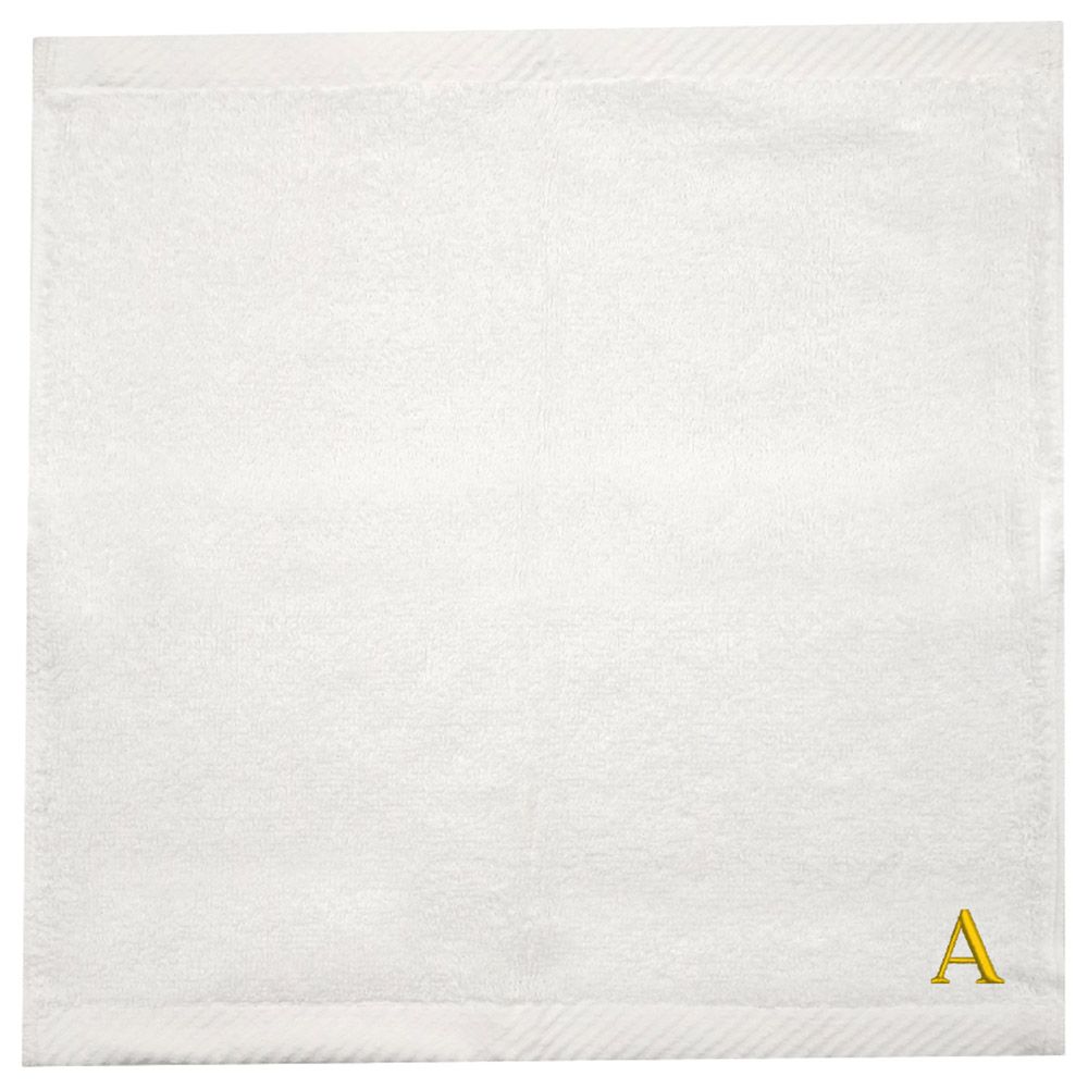 Byft - Letter A Monogrammed Face Towel - 33 x 33 cm - 6pcs - Golden/White