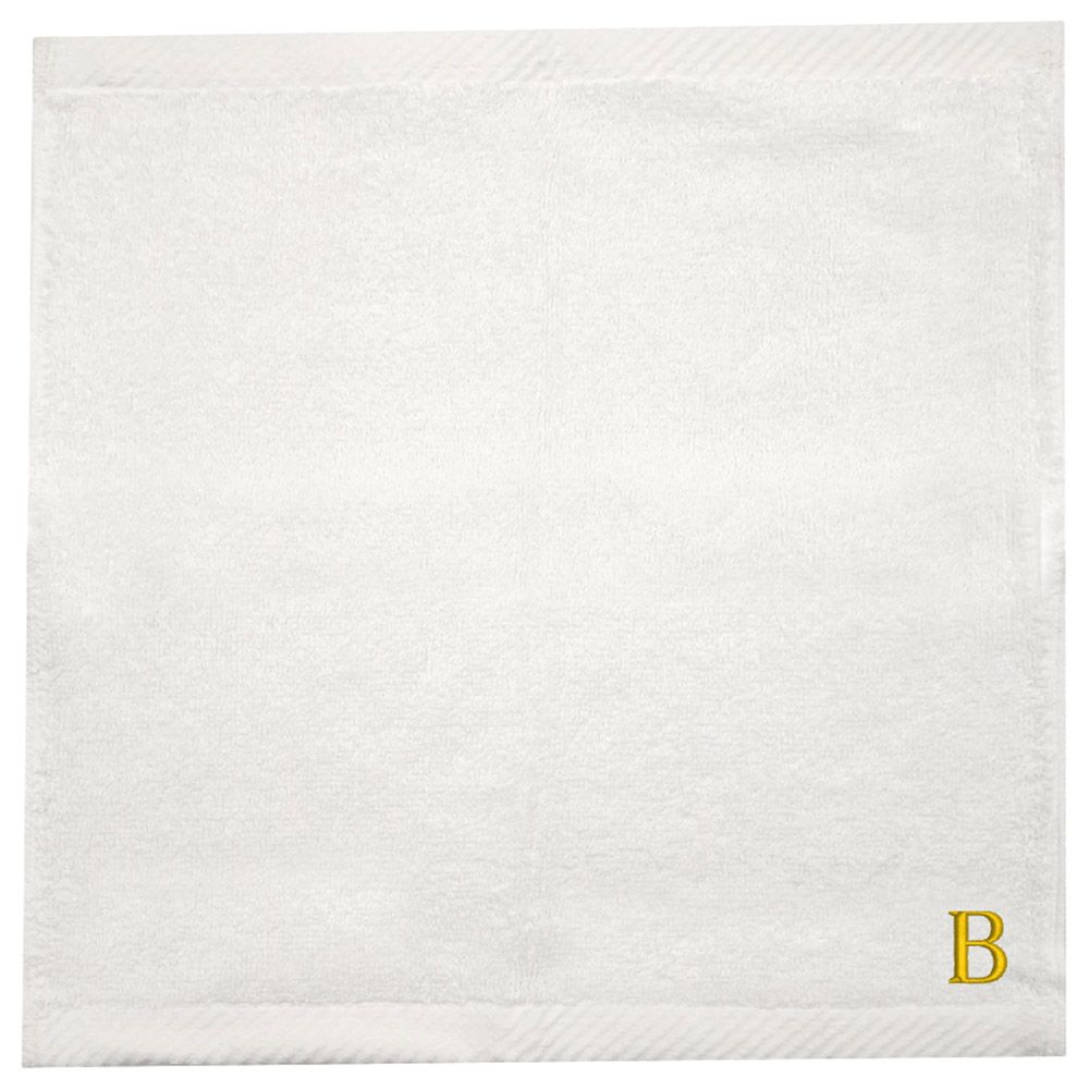 Byft - Letter B Monogrammed Face Towel - 33 x 33 cm - 6pcs - Golden/White