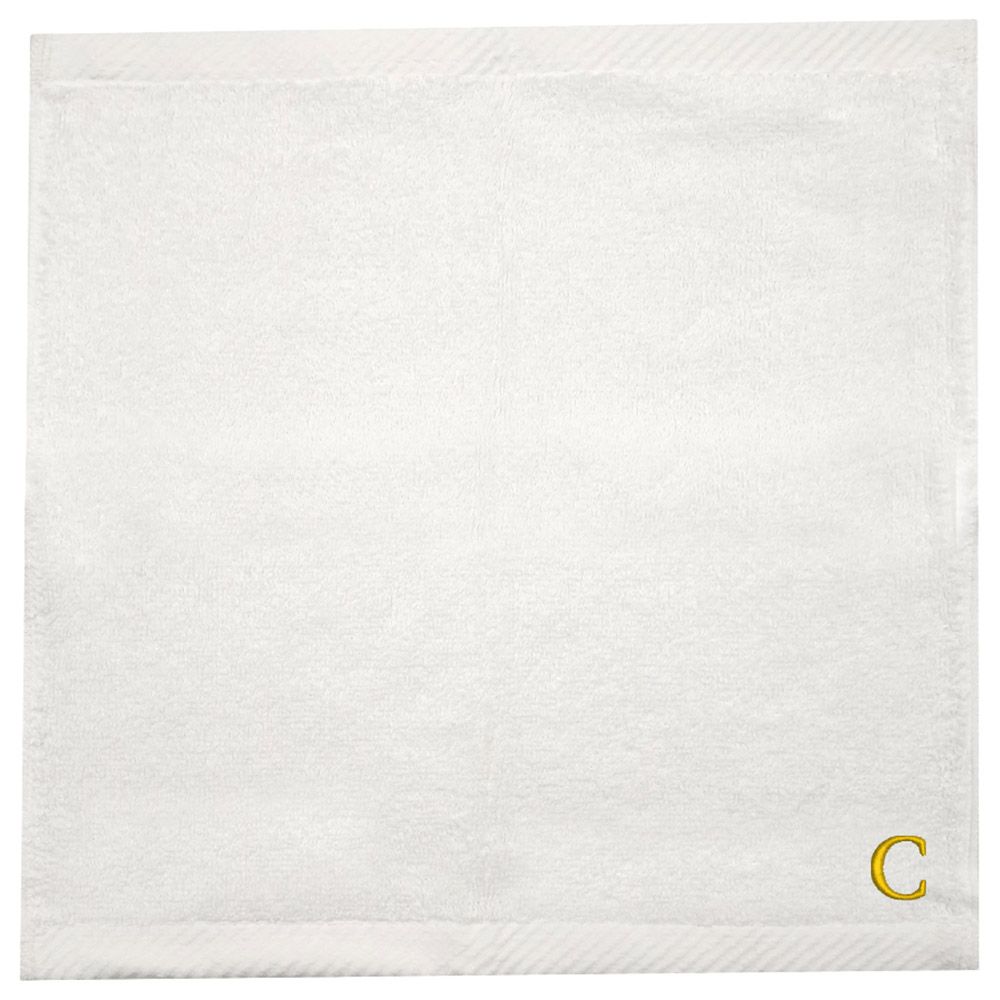 Byft - Letter C Monogrammed Face Towel - 33 x 33 cm - 6pcs - Golden/White