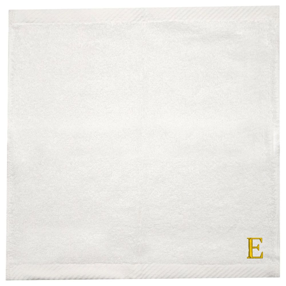 Byft - Letter E Monogrammed Face Towel - 33 x 33 cm - 6pcs - Golden/White