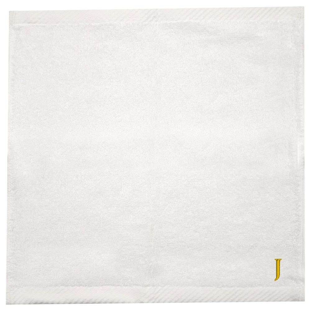 Byft - Letter J Monogrammed Face Towel - 33 x 33 cm - 6pcs - Golden/White