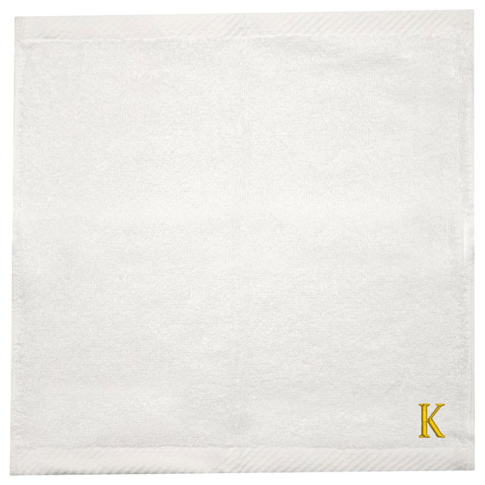 Byft - Letter K Monogrammed Face Towel - 33 x 33 cm - 6pcs - Golden/White