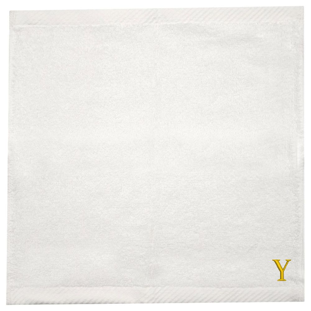 Byft - Letter Y Monogrammed Face Towel - 33 x 33 cm - 6pcs - Golden/White