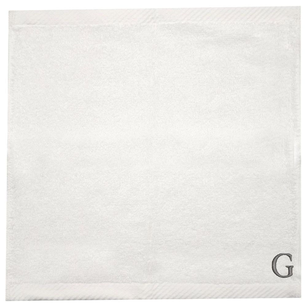 Byft - Letter G Monogrammed Face Towel - 33 x 33 cm - 6pcs - Silver/White