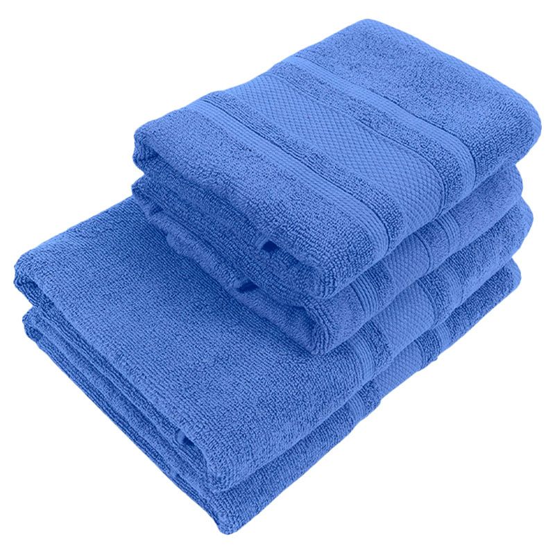 BYFT - Home Castle Hand Towel 2pcs and Bath Towel 2pcs - Blue