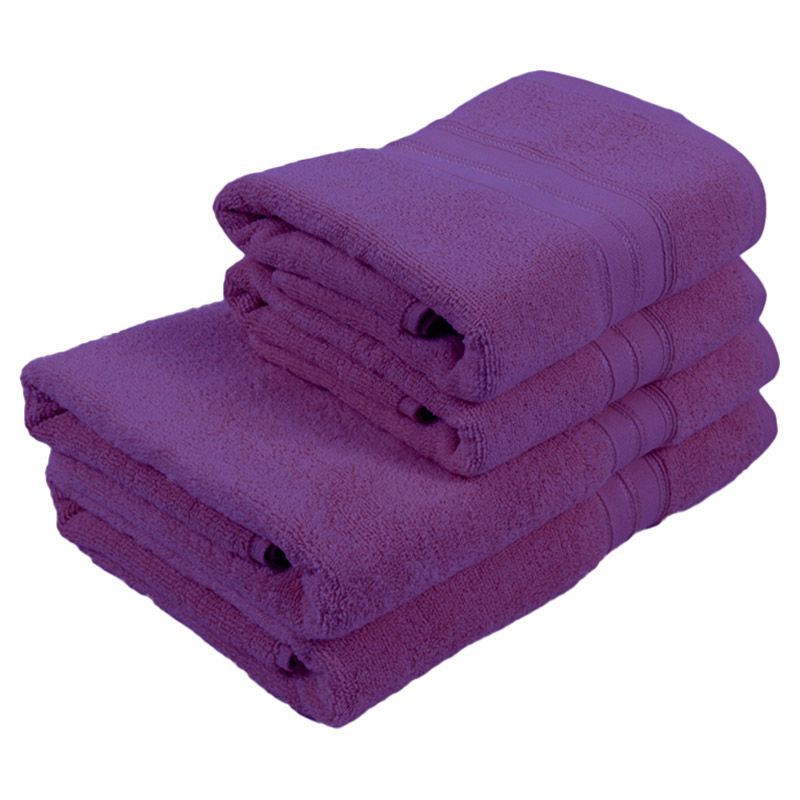 BYFT - Home Trendy Hand Towel 2pcs and Bath Towel 2pcs - Lavender