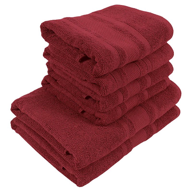 BYFT - Home Castle Hand Towel 4pcs and Bath Towel 2pcs - Maroon