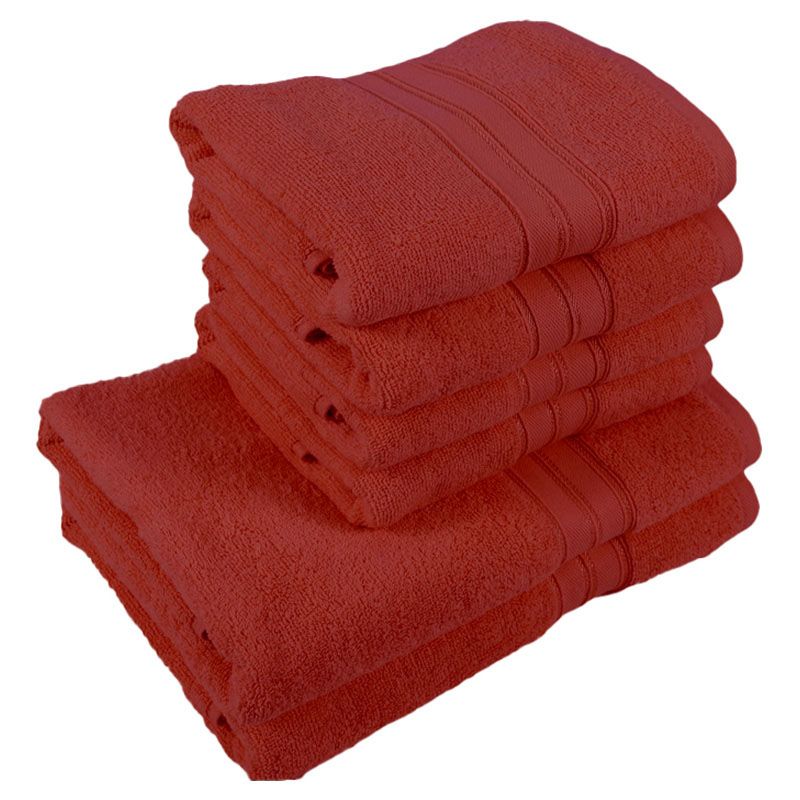 BYFT - Home Trendy Hand Towel 4pcs and Bath Towel 2pcs - Red