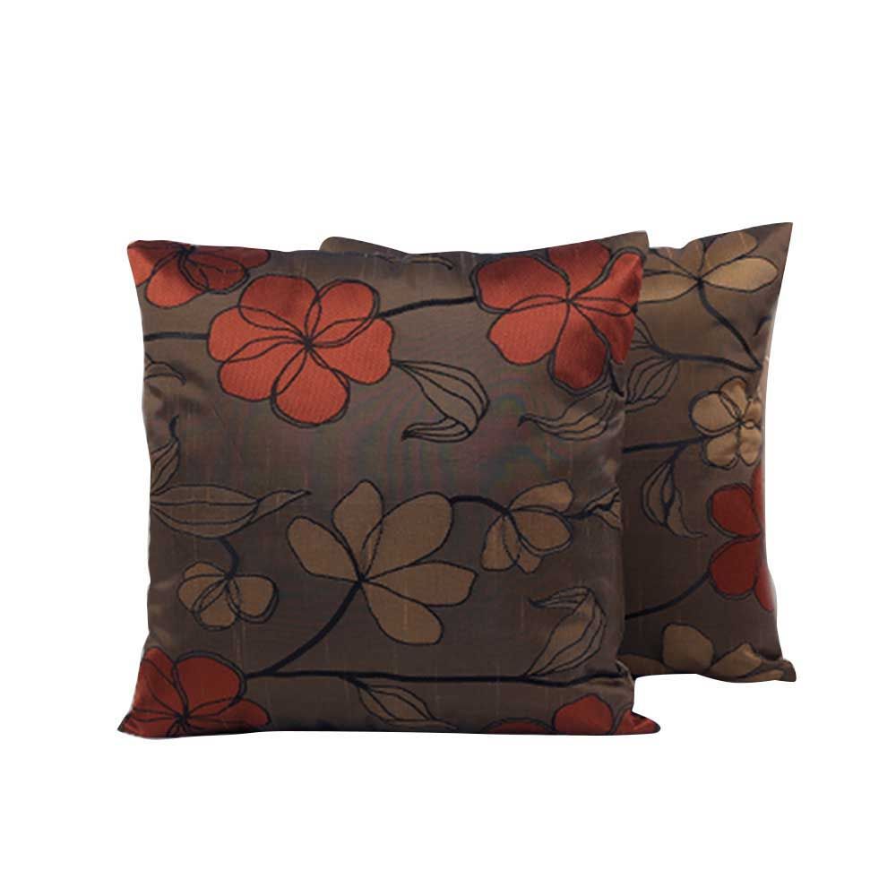 BYFT - Blossom Decorative Cushion And Cover - Coffee Brown - 2pcs