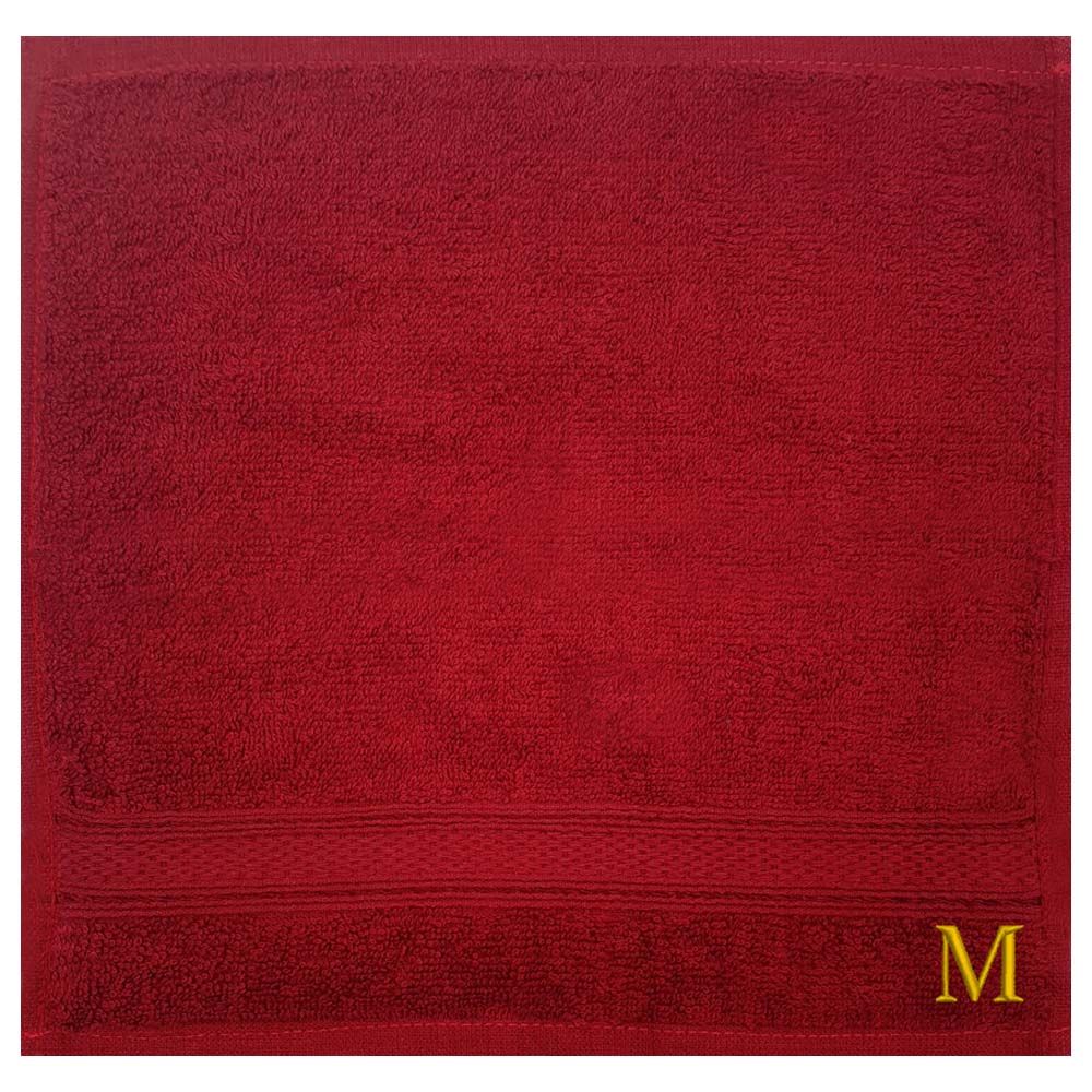 Byft - Letter M Monogrammed Face Towel - 30 x 30 cm - 6pcs - Burgundy