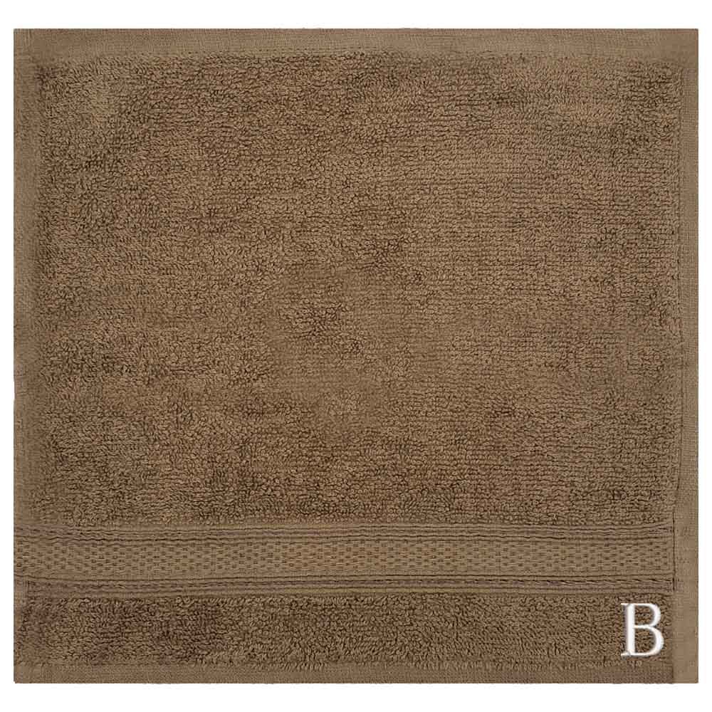 Byft - Letter B Monogrammed Face Towel - 30 x 30 cm - 6pcs - Dark Beige