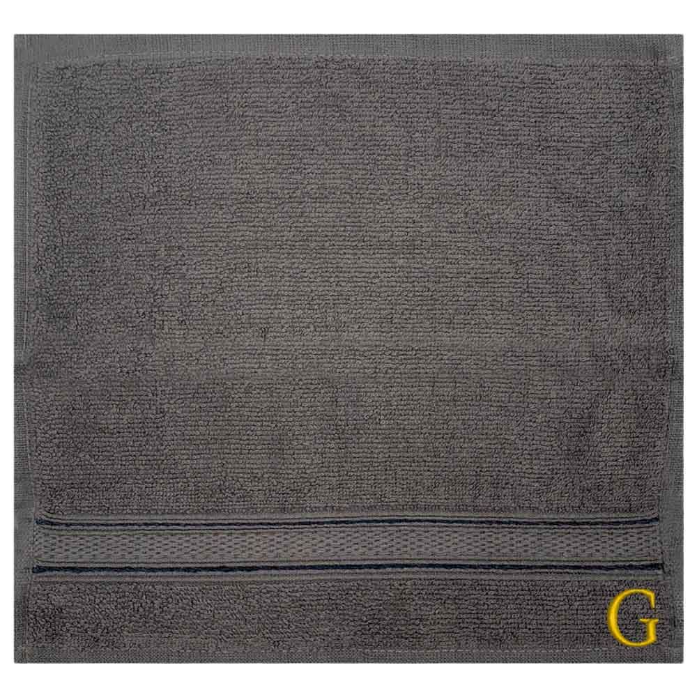 Byft - Letter G Monogrammed Face Towel - 30 x 30 cm - 6pcs - Dark Grey