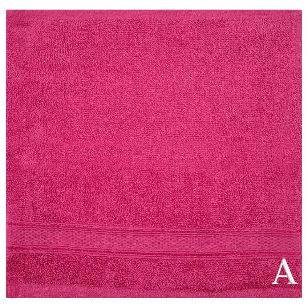 Byft - Letter A Monogrammed Face Towel - 30 x 30 cm - 6pcs - Fuchsia Pink